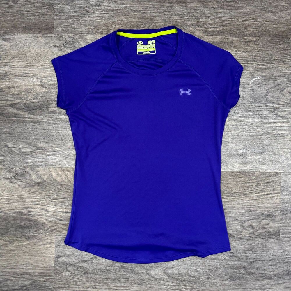 ! Under Armour UA Catalyst HeatGear Womens Short Sleeve Shirt Purple Medium
